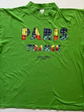 Vintage 90s Unisex Spell Out PARIS France T Shirt Graphic by William Patchwork